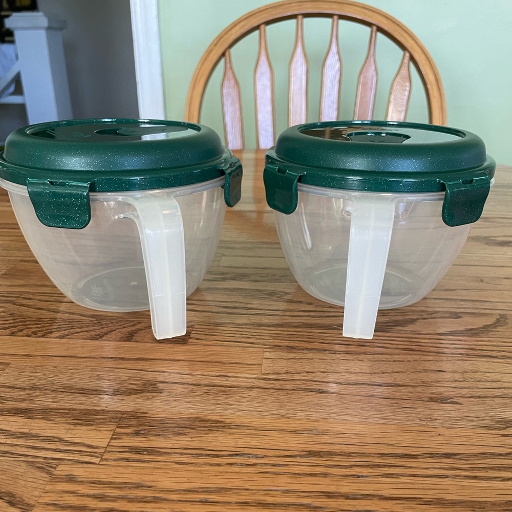 Lock n Lock Vented Dark Green Lids Plastic Bowls - Set of 2 - 1Qt